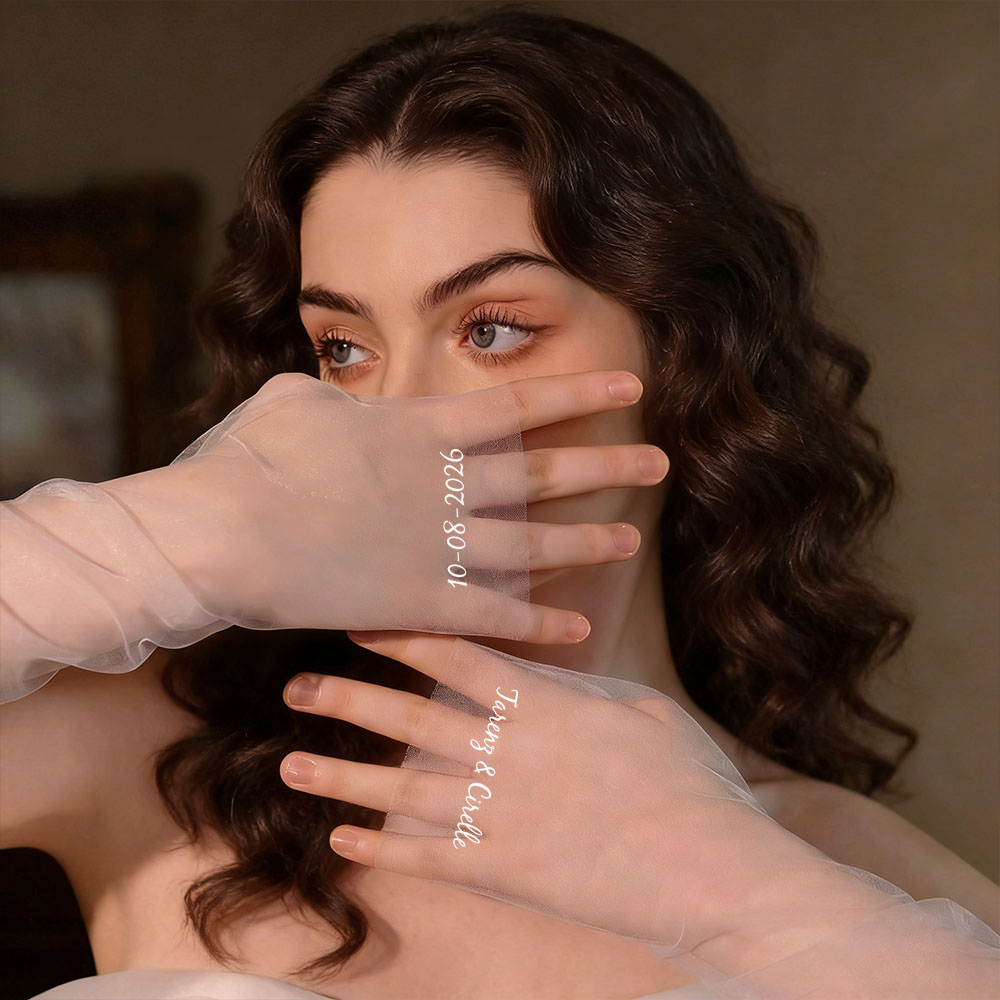 Sewing Textiles - Personalized Long Mesh Bridal Gloves,Customized Name