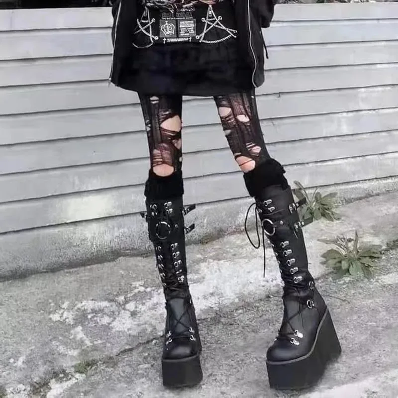 Sewing Cloth - Punk Gothic Platform Boots for Women