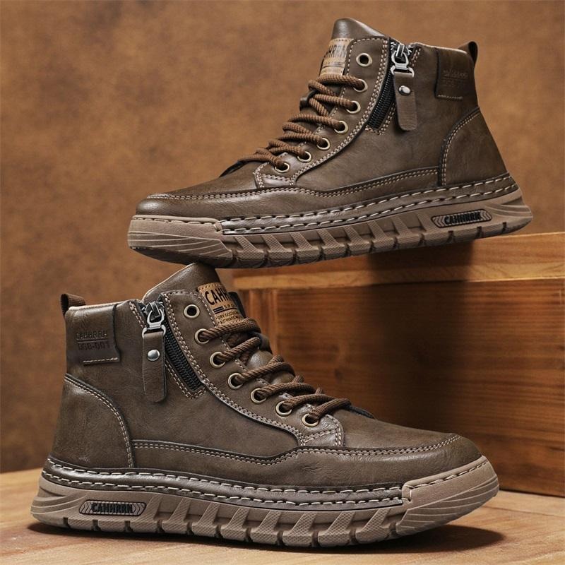 Sewing Cloth - Men Leather High Top Ankle Boots
