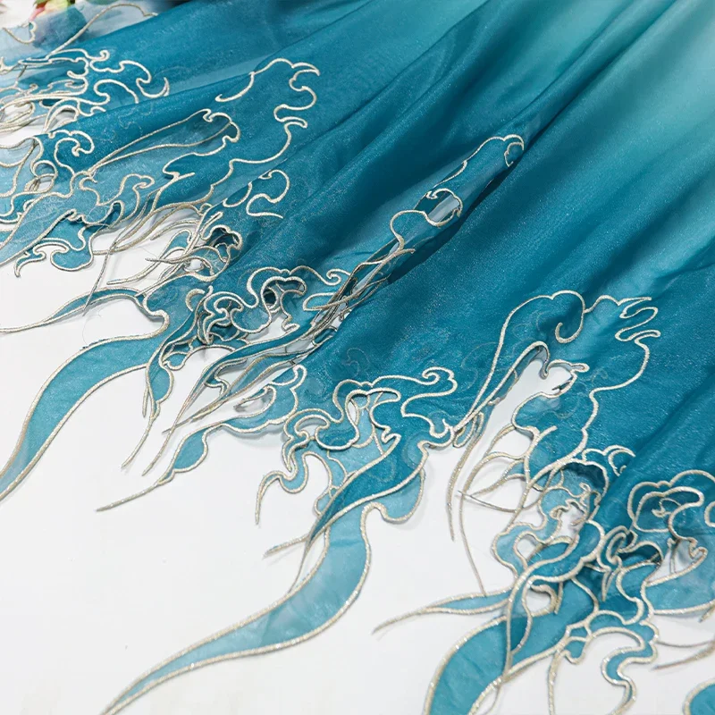 Sewing Cloth - Chinese Style Embroidery Lotus Leaf Gradient