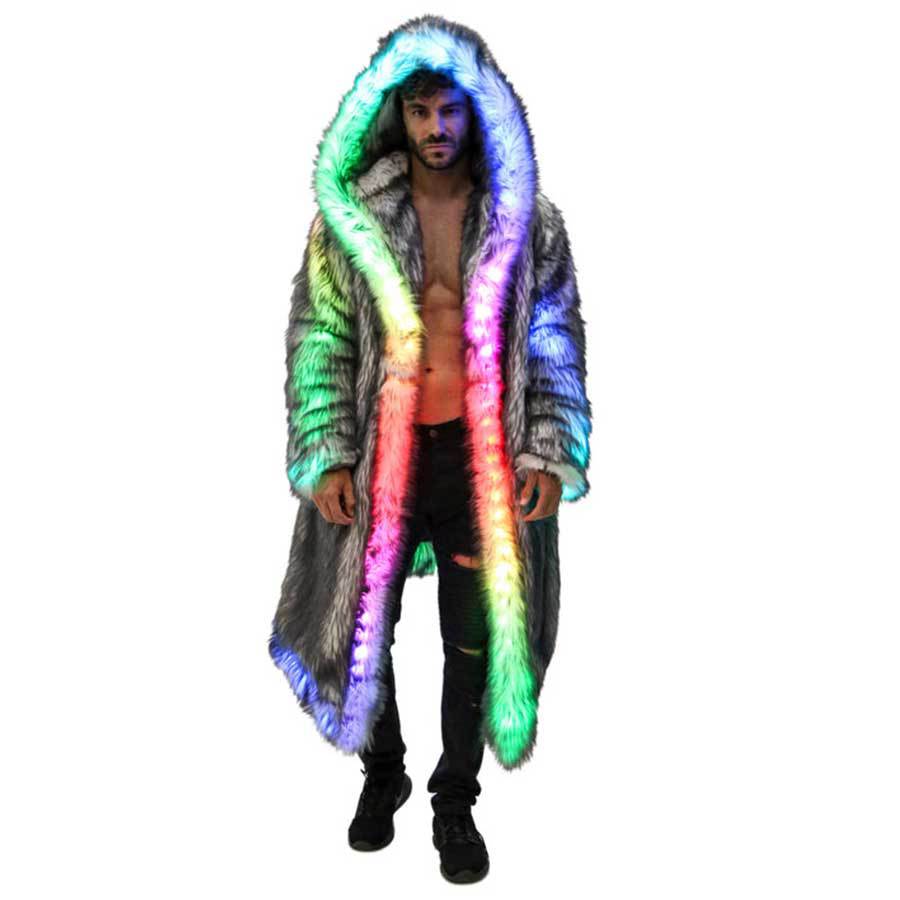 Sewing V - Faux Fur Coat Men Hooded Outerwear