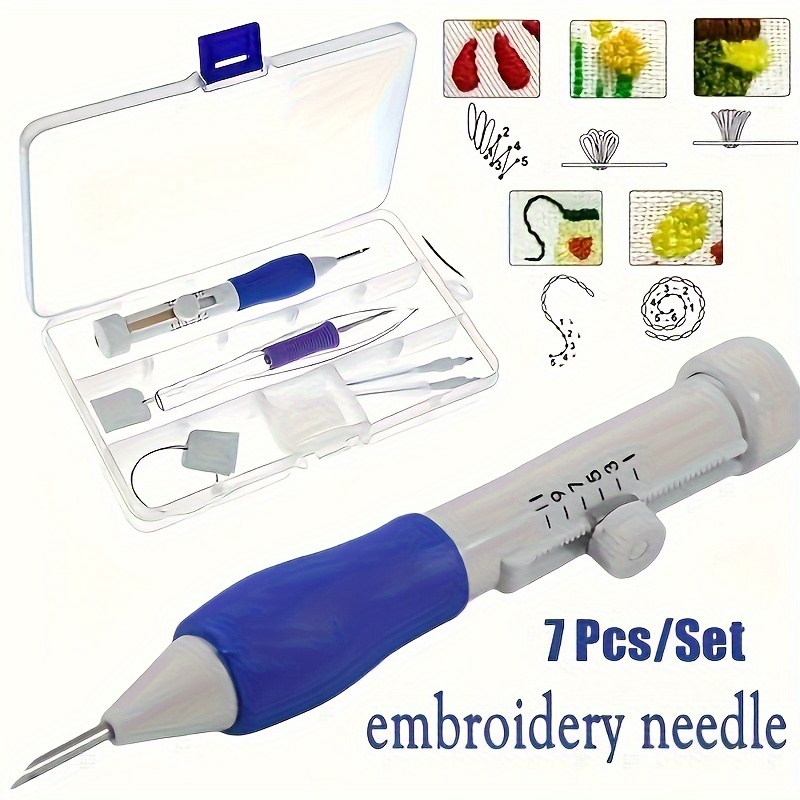 Textile Sewing Kit - 7-Piece Embroidery Punch Needle Sewing Tool