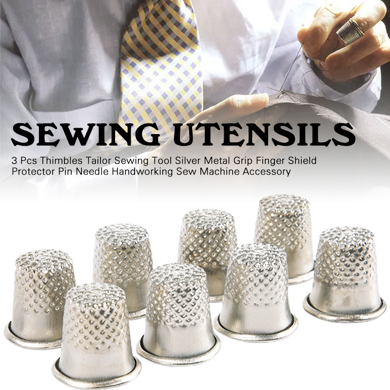 3Pcs Thimble Metal Sewing Thim - Sewing Pin Cushion 评论和价格