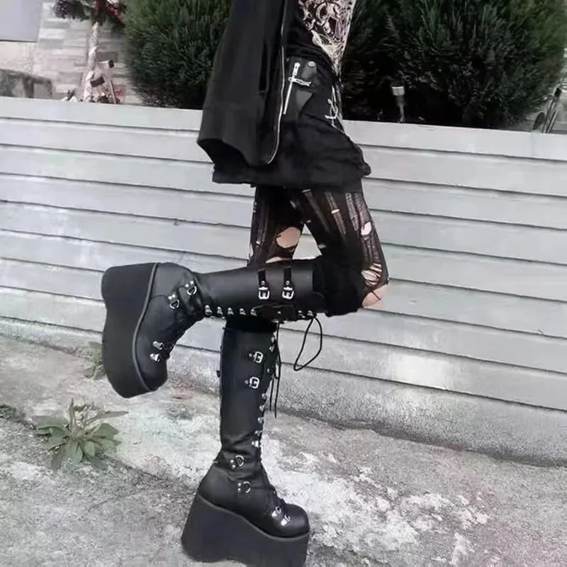 Punk Gothic Platform Boots for - Sewing Cloth 评论和价格