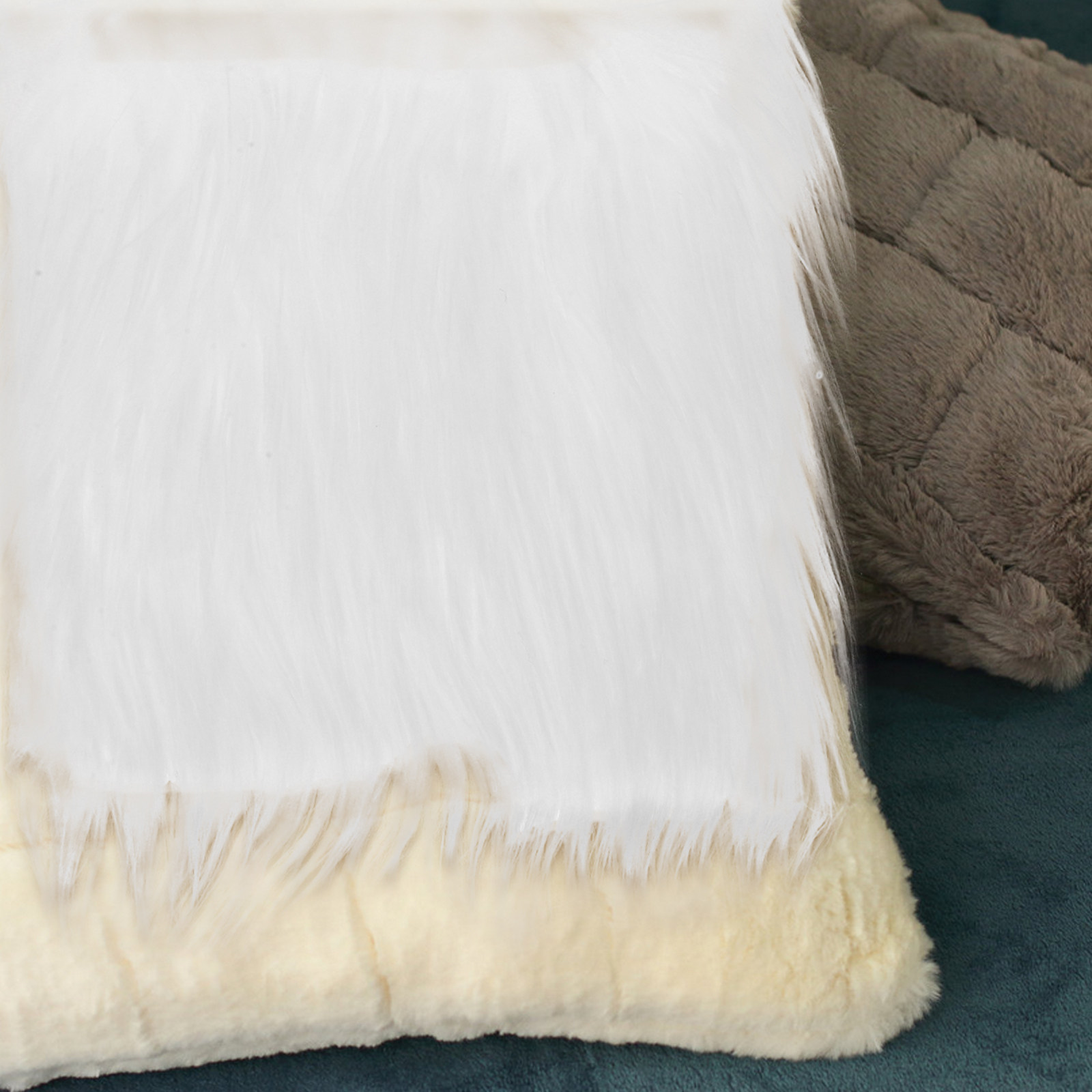 2Pcs Square Long Hair Faux Fab - Sewing Textiles 评论和价格