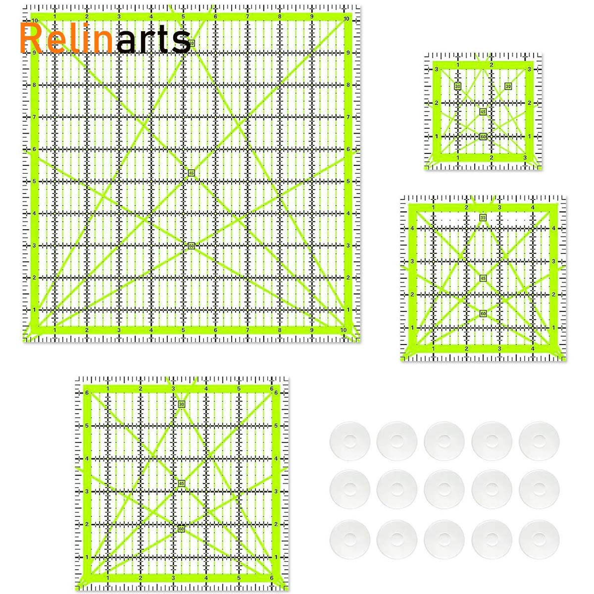 4Pcs Acrylic Square Quilting R - Quilting Ruler Square 评论和价格